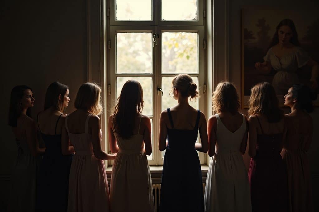 frau am fenster gemälde-Titel