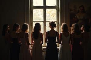 frau am fenster gemälde-Titel