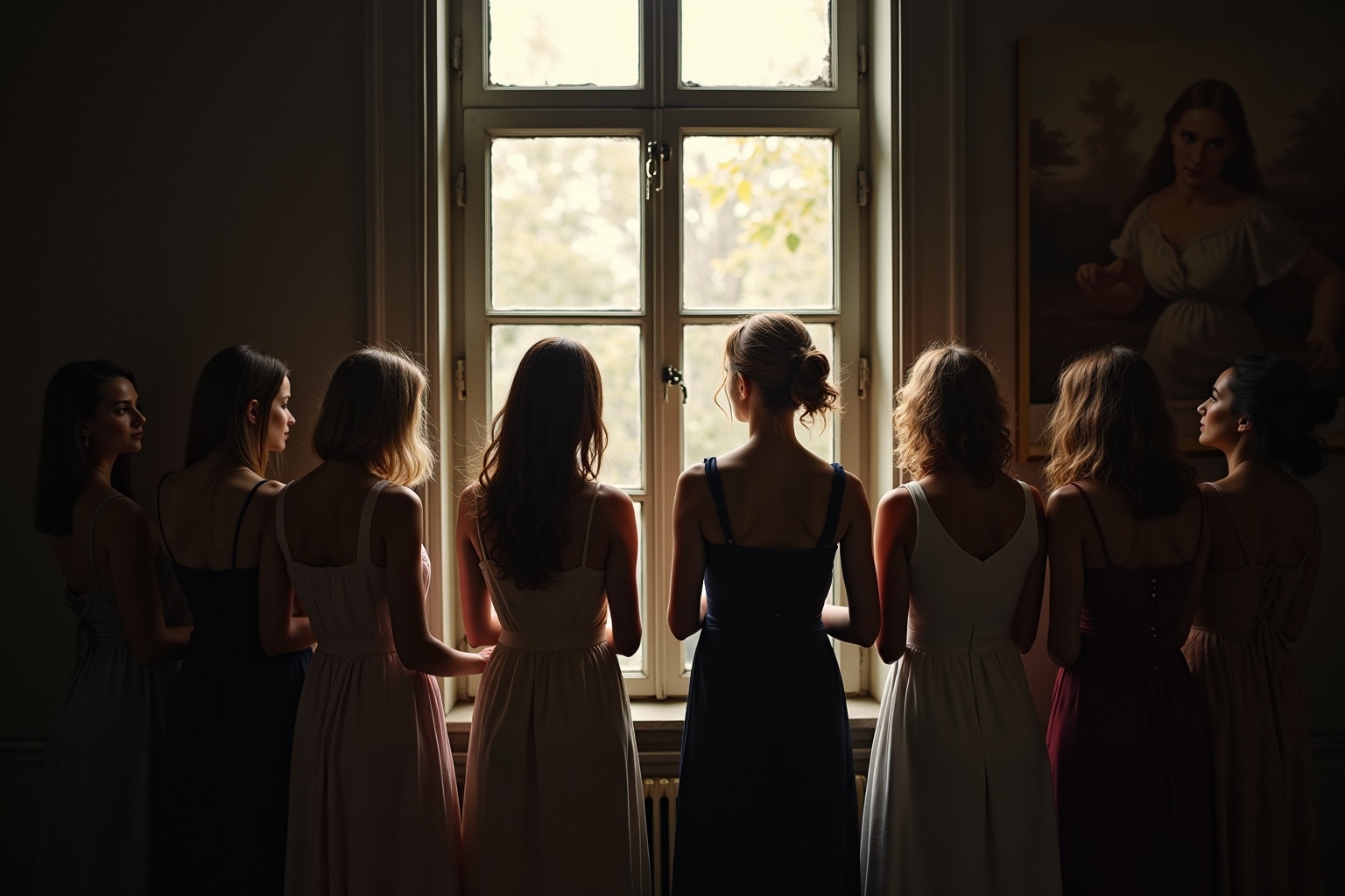 frau am fenster gemälde-Titel