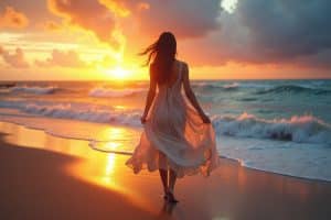 frau am strand gemälde-Titel