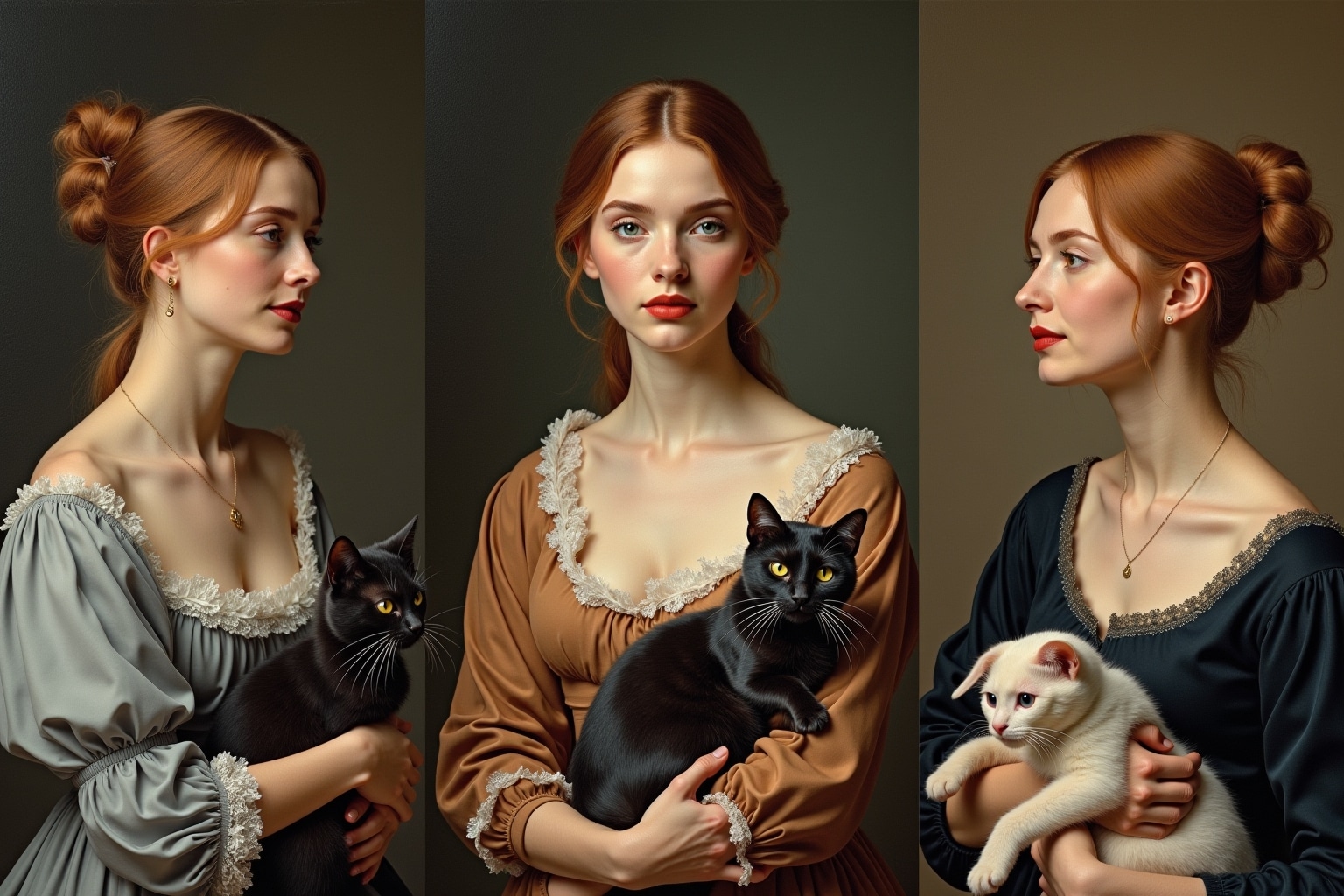 frau mit katze gemälde-Titel