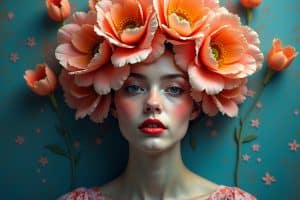 gemälde frau mit blumenkopf-Titel