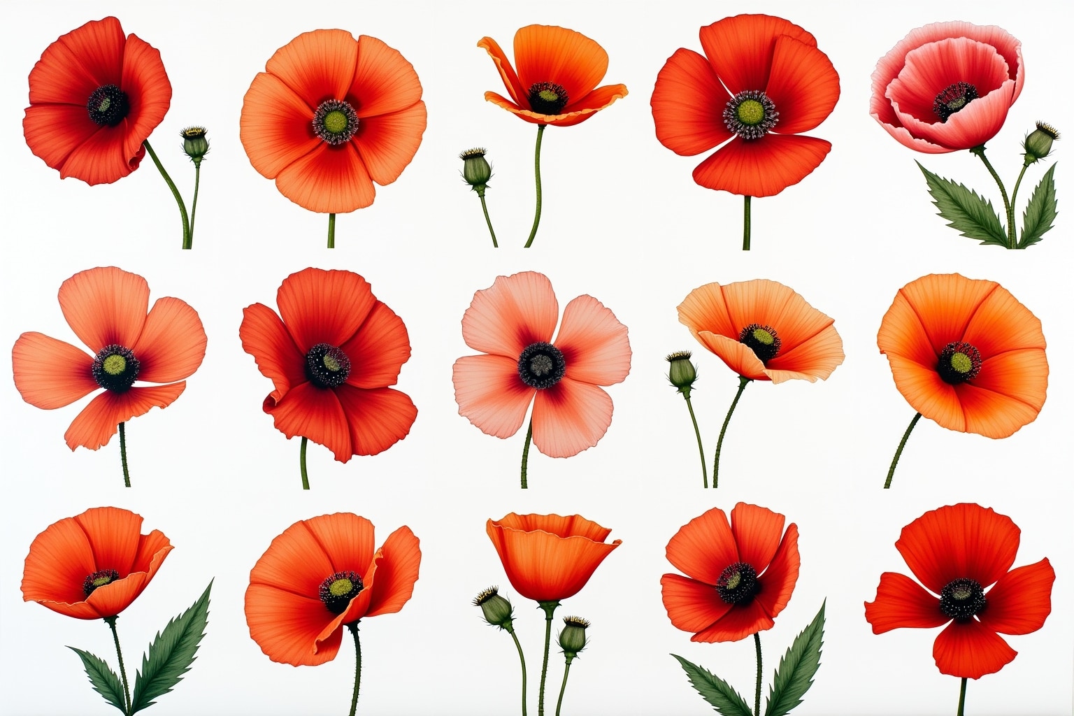 16 Gemälde Mohnblumen Kunstwerke